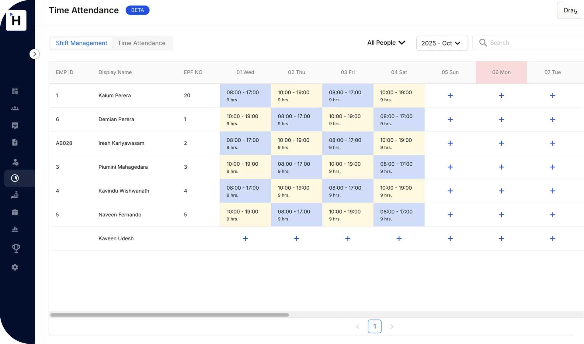 Shift Roster View